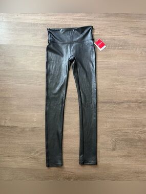 SPANX Faux Leather Leggings Black High Rise Shaping Size Small NWOT